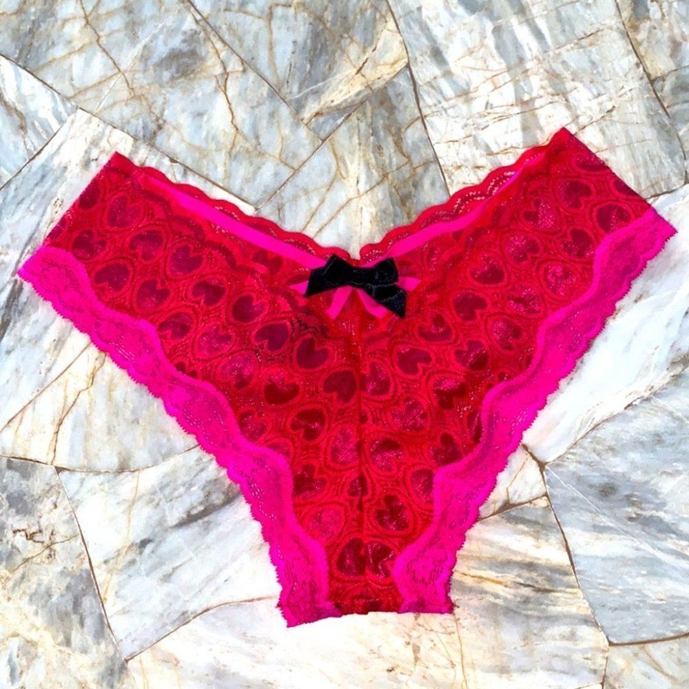 Sexy Little Things Red/Pink Lace Bow Small Panty
